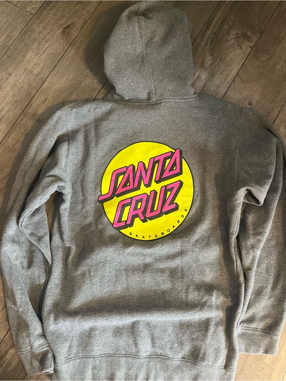 Santa Cruz Grey Hoodie with Black & White Logo